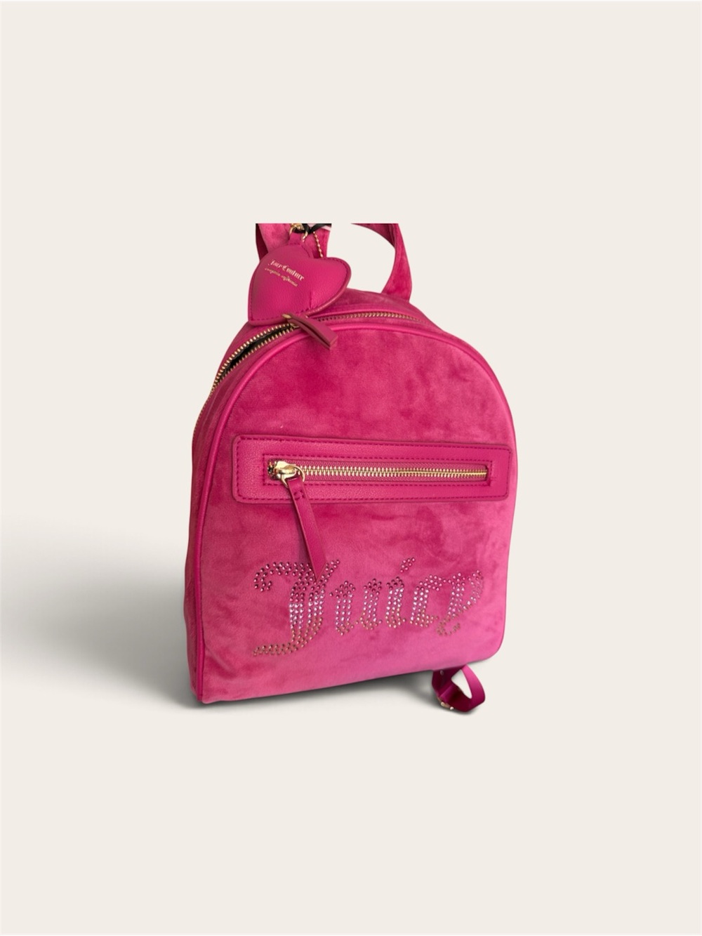 Juicy Couture Hot Pink Suede Mini Backpack with Crystal Logo